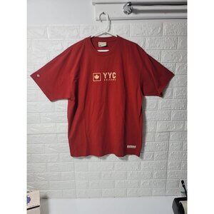 Red Canoe Calgary Canada YYC Airport Shirt Mens Red DaxWilkinson Aviation RARE